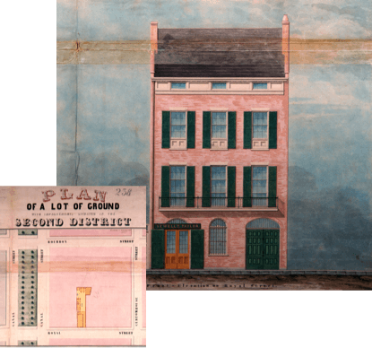 Watercolor painting of original Sewell Taylor coffee house