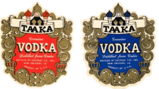 Two Taaka Vodka labels