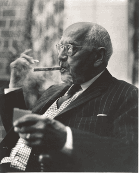 Black and white photo of Pappy Van Winkle