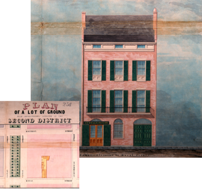 Watercolor painting of original Sewell Taylor coffee house