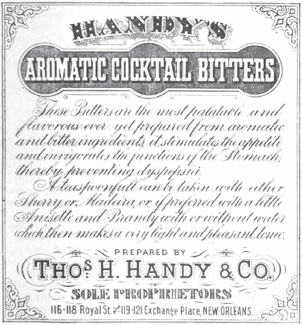 Handy's Original Bitters Label