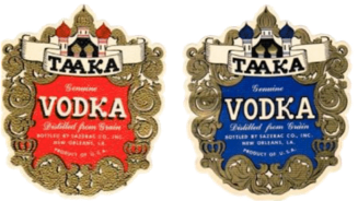 Two Taaka Vodka labels