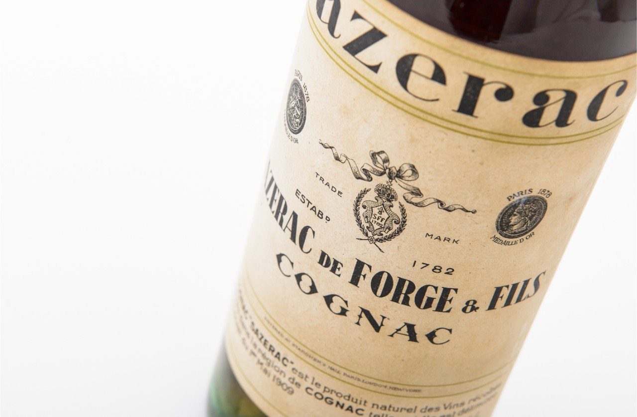 Vintage Sazerac de Forge bottle label