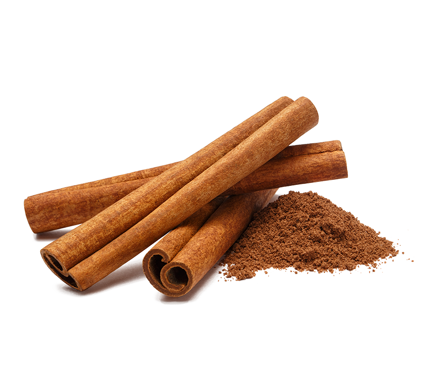 Cinnamon sticks and powder, isolated on transparent background