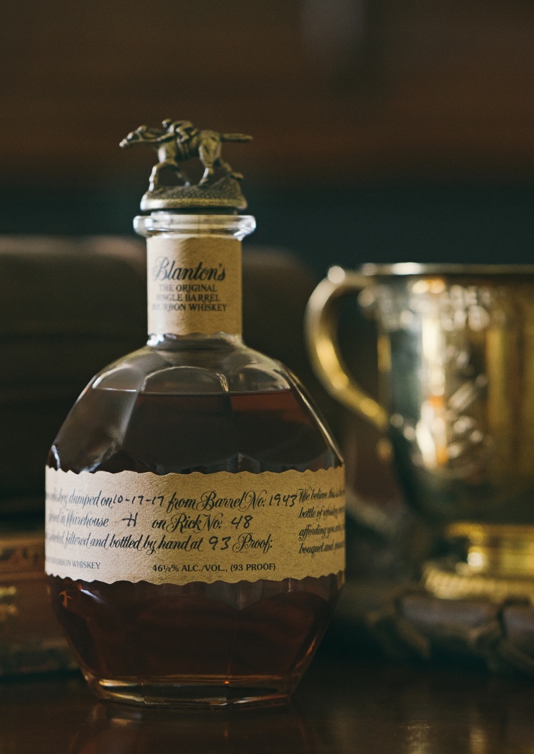 Closeup of Blanton's bottle