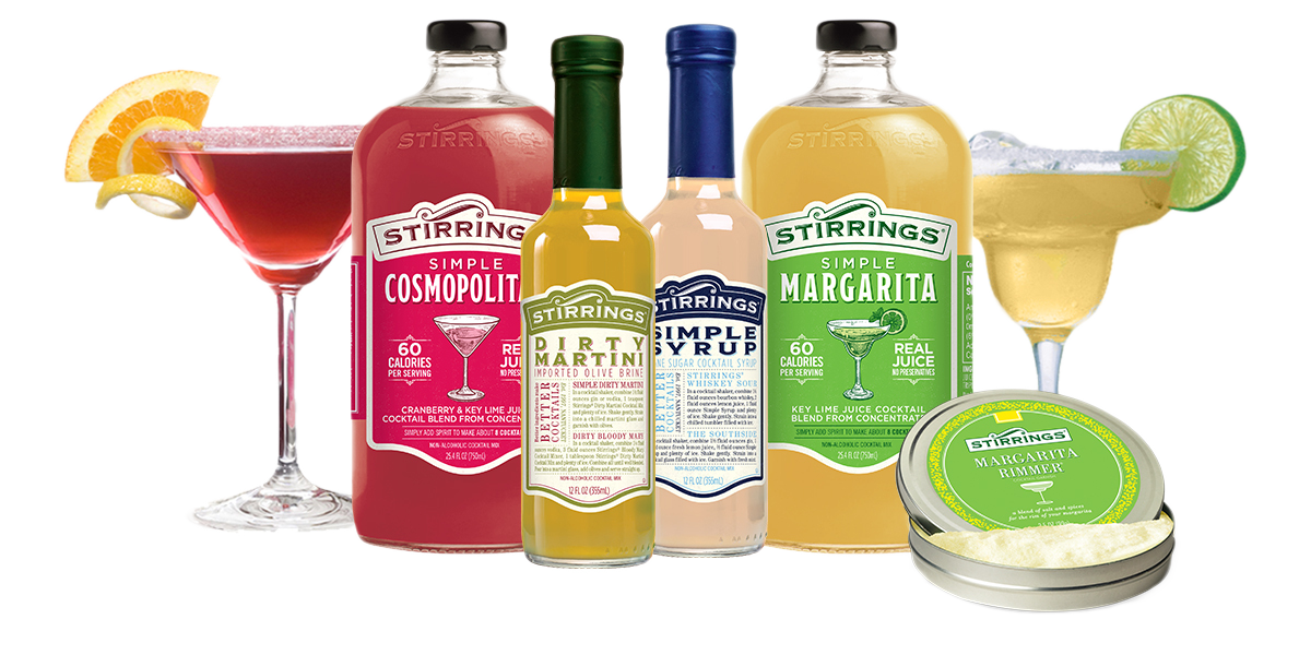 Stirrings Collection of  Non-Alcoholic Mixers, Rimmers and Cocktail ingredients