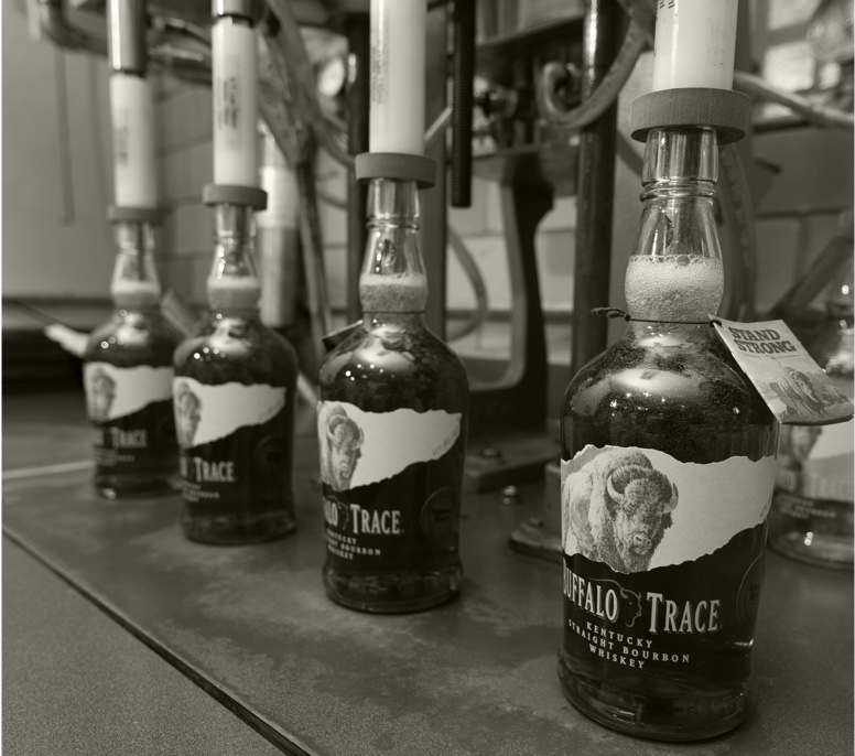 Buffalo Trace Bottles being filled with whiskey