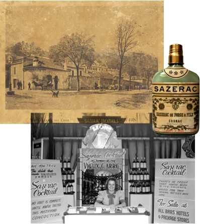 Collage of three historical Sazerac images