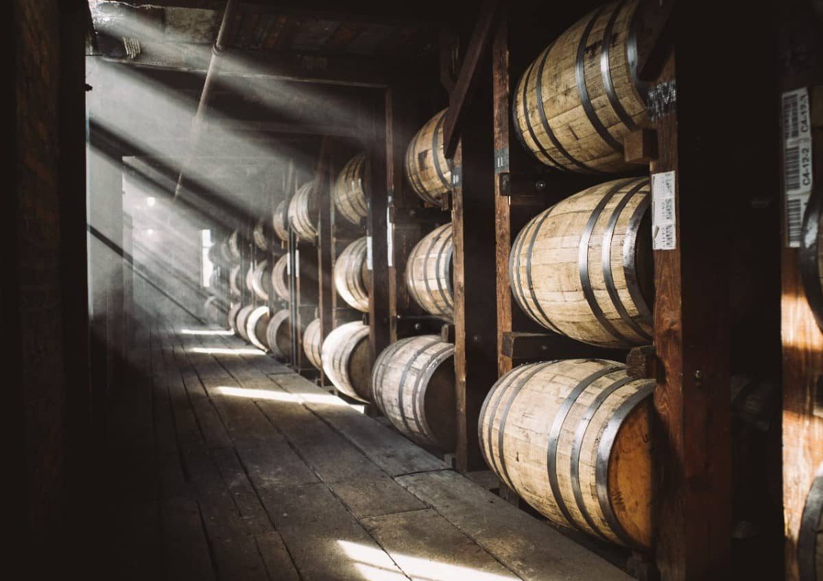 Sunshine inside a bourbon aging warehouse